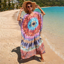 Load image into Gallery viewer, Hot Cotton Watermark Printed Beach Cover Up Robe Style Beach Vacation Sun Protection Bikini Cover Up
