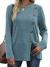 Load image into Gallery viewer, Button Up T-shirt for Women's New Fashion Autumn Casual Solid Color Long Sleeved T-shirt for Women
