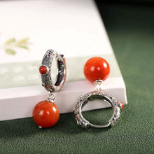 Load image into Gallery viewer, Ethnic Style Retro Classic Earrings with Red Beads Earrings Hollow Out Old Women&#39;s Temperament Ear Jewelry
