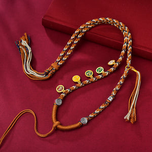 Hand-woven Tibetan Pendant Rope Five-way God of Wealth Thangka Necklace
