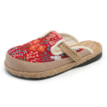 Load image into Gallery viewer, Spring and Summer New Cotton and Linen Slippers Women&#39;s Ethnic Style Hand-sewn Craft Bag Head Flat-bottomed Slippers
