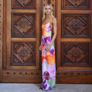 Summer Leisure Vacation Style Fashion Slim Fit Slim Dress Tie Dyed Print Dress