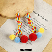 Load image into Gallery viewer, Ethnic Style Plush Ball Earrings Vintage Bohemian Long Personalized Colorful Plush Ball Earrings Holiday Tassel Earrings
