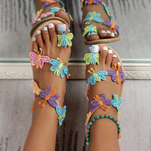 Load image into Gallery viewer, New Toe Set Colorful Holiday Light Butterfly Large Beach Shoes Sandals
