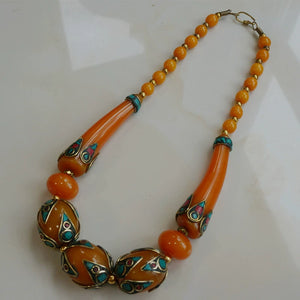 Ethnic Style Tibetan Accessories, Exaggerated Style Big Beads Nepalese Handmade Short Necklaces, Collarbone Chains