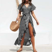 Load image into Gallery viewer, Womenswear temperament commuter lace waist show thin print women&#39;s maxi dress
