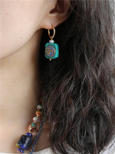 Vintage Temperament Artistic Tune Ear Ring Turquoise Square Earrings