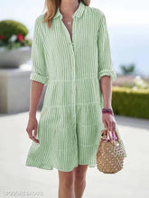 Load image into Gallery viewer, Women&#39;s Clothing Autumn Long Sleeve Women&#39;s Striped Shirt Dress
