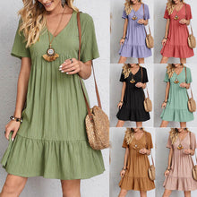 Load image into Gallery viewer, Women&#39;s Clothing Skirt Loose Casual Short-sleeved Waist Elegant Dress
