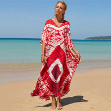 Load image into Gallery viewer, Hot Cotton Watermark Printed Beach Cover Up Robe Style Beach Vacation Sun Protection Bikini Cover Up
