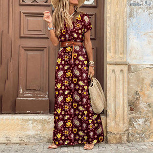 Summer New Dress Bohemian Short Sleeve Printed Dress