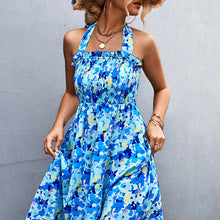 Load image into Gallery viewer, Summer New Line Ruffle Edge Style Hanging Neck Strap Printed Dress
