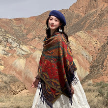 Load image into Gallery viewer, New Tibetan Scarf Female Shawl Retro Cashew Poncho Scarf
