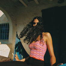 Load image into Gallery viewer, New striped halterneck slim fit cropped navel knitted vest
