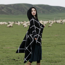 Load image into Gallery viewer, Hooded Cloak Shawl Coffee Premium Tibet Scarf
