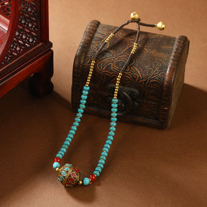 Retro Tibetan Nepalese Bead Necklace Ethnic Style Woven Collar Chain