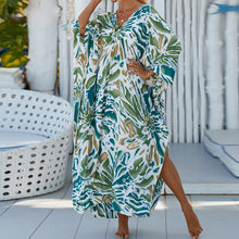 Load image into Gallery viewer, Summer Cotton Printed Beach Blouse Vacation Casual Bikini Sunscreen Beach Skirt
