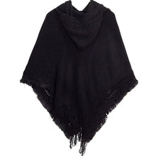 Load image into Gallery viewer, Summer Solid Color Hooded Shawl Women&#39;s Knitting Outside with Spring and Autumn Travel Tassel Pullover Hooded Cape Shawl

