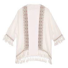 Load image into Gallery viewer, Ethnic Style Embroidery Bohemian Tassel Cardigan, Elegant and Super Immortal Sun Protection Shirt, Beach Outerwear, Loose and Thin Jacket
