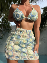 Load image into Gallery viewer, New 3D Rose Flower Split Three piece Bikini
