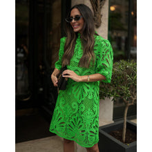 Load image into Gallery viewer, Autumn and Winter New Stand Neck Mid Sleeve Loose fitting Dress INS Casual Party Lace Dress
