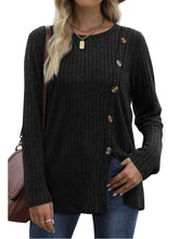Load image into Gallery viewer, Button Up T-shirt for Women's New Fashion Autumn Casual Solid Color Long Sleeved T-shirt for Women
