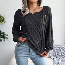 Load image into Gallery viewer, 2025 Autumn and Winter Casual Square Collar Nail Button Twist Knitted Pullover Sweater
