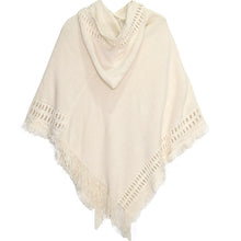 Load image into Gallery viewer, Summer Solid Color Hooded Shawl Women&#39;s Knitting Outside with Spring and Autumn Travel Tassel Pullover Hooded Cape Shawl

