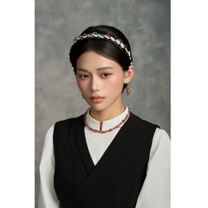 Tibetan Agate Dzi Bead Earrings, Niche Retro Ethnic Style Jewelry