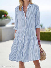 Load image into Gallery viewer, Women&#39;s Clothing Autumn Long Sleeve Women&#39;s Striped Shirt Dress
