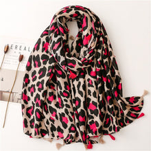 Load image into Gallery viewer, Classic Leopard Print Spring, Autumn, and Winter Long Versatile Cotton and Linen Scarf Dual Purpose Shawl
