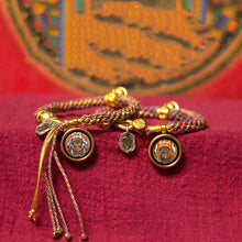 Load image into Gallery viewer, Tibetan Zajilam Small Tangka Bracelet with Regong Hand-painted Tibetan Style Handwoven Gawu
