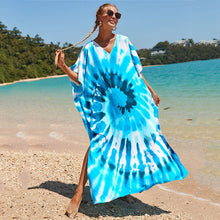 Load image into Gallery viewer, Hot Cotton Watermark Printed Beach Cover Up Robe Style Beach Vacation Sun Protection Bikini Cover Up
