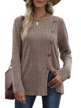 Load image into Gallery viewer, Button Up T-shirt for Women's New Fashion Autumn Casual Solid Color Long Sleeved T-shirt for Women
