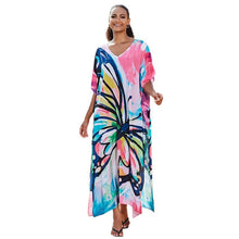 Load image into Gallery viewer, Cotton Watermark Printed Beach Blouses Robe-style Holiday Sunscreen Blouses Bikini Blouses
