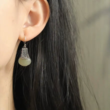 Load image into Gallery viewer, 925 Silver Retro New Tibet Grass Pattern Jade Light Bulb Earrings, Ear Hooks, Ethnic Style Jewelry, Niche and High-end Sense
