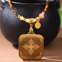 Load image into Gallery viewer, New Tibetan Natural Tiger&#39;s Eye Stone Necklace Tibetan Style Zakiram God of Wealth Thangka Pendant Collarbone Chain Simple Light Luxury Decoration
