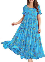 Load image into Gallery viewer, Summer Beach Medium and Long Dress Comfortable Pleated Dress Casual Loose Floral Dress
