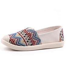 Load image into Gallery viewer, Ethnic Stripe Cloth Shoes Breathable Flat Sole Women&#39;s Single Shoes with One Step Lazy Canvas Shoes
