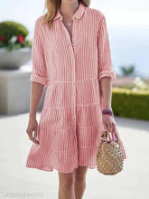Load image into Gallery viewer, Women&#39;s Clothing Autumn Long Sleeve Women&#39;s Striped Shirt Dress
