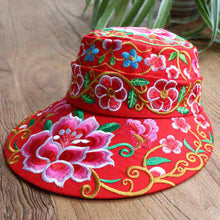 Load image into Gallery viewer, Versatile Ethnic Style Hat, Cotton and Hemp Embroidered Big Eave Hat, Embroidered Hat, Detachable Top, Dual Use Hat
