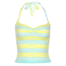 Load image into Gallery viewer, New striped halterneck slim fit cropped navel knitted vest
