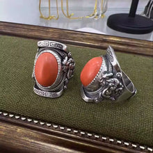 Load image into Gallery viewer, The Latest Tibetan Element Ring, Large Oval Retro Saddle, Back-shaped Ethnic Style Fashion Ring
