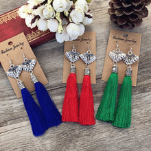 Load image into Gallery viewer, National Style Embroidered Tassel Earrings Retro Fashion Chime Earrings Ethnic Style Versatile Earrings
