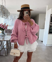 Load image into Gallery viewer, Crew Neck Lace-up Knitted Cardigan Jacket Autumn and Winter New Solid Color Commuting Simple Sweater Women
