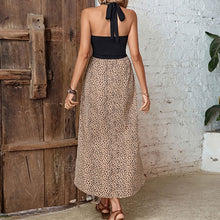 Load image into Gallery viewer, Summer Leopard Print Hanging Neck Irregular Split Dress
