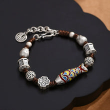Load image into Gallery viewer, New Fashion Enamel Koi Bracelet Men&#39;s and Women&#39;s Retro Ethnic Style Woven Shore Hand Rope
