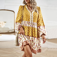 Load image into Gallery viewer, Women&#39;s Fall Vacation and Leisure Bohemian Long Dress
