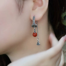 Load image into Gallery viewer, 925 Silver Retro New Tibetan Style Tassel Asymmetric Earrings Women&#39;s Niche Design
