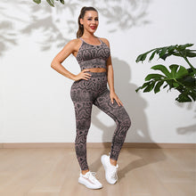 Load image into Gallery viewer, Python Pattern Sports Suit Women&#39;s Double Shoulder Straps Beautiful Back Yoga Clothes Sports Wind Yoga Suit
